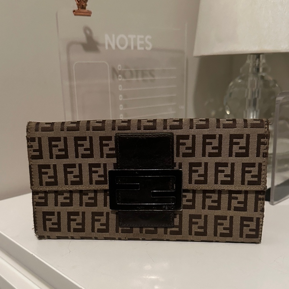 Fendi Brown and Black Monogram Clutch